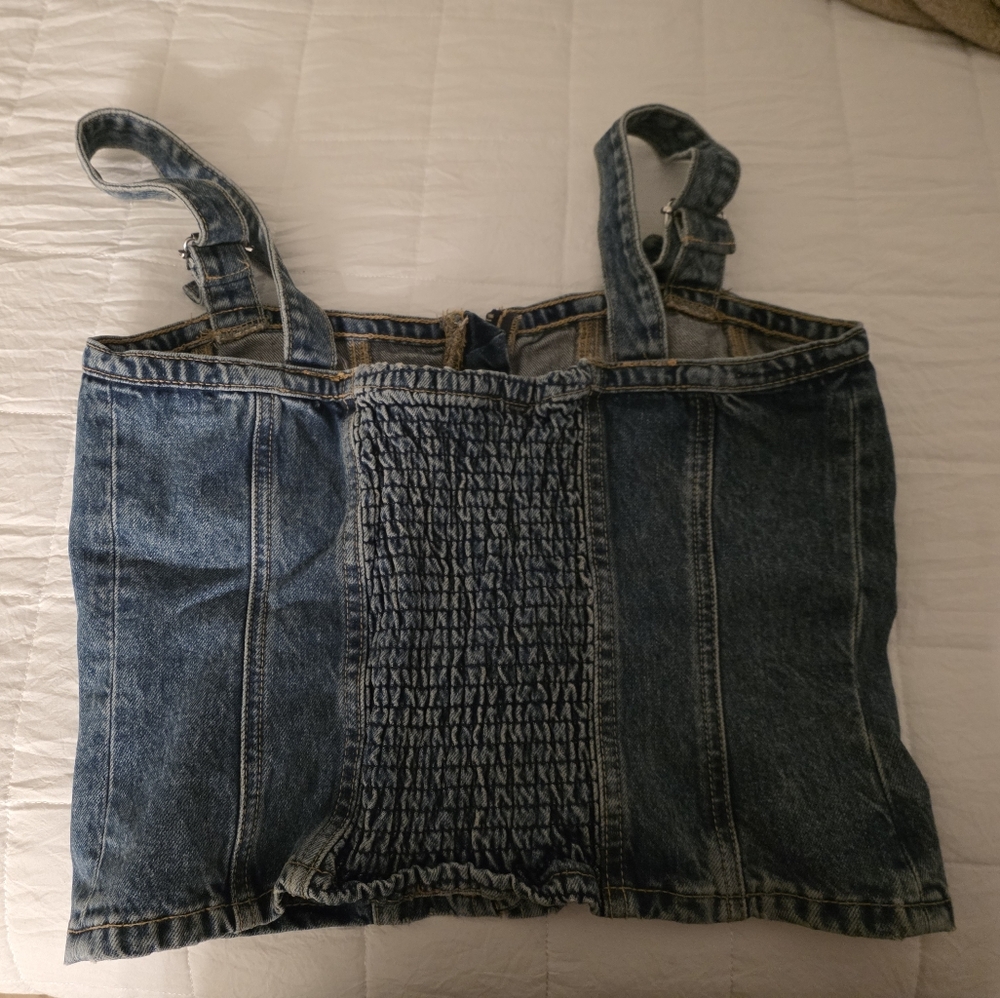 Zara Denim Zip-Up Corset Top - Picture 4 of 4